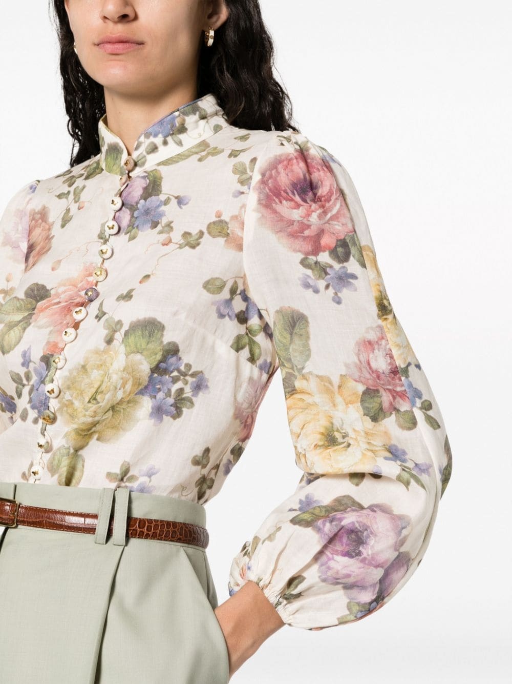 Luminosity floral-print puff-sleeve blouse - 5