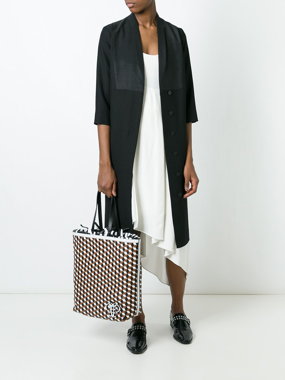 geometric pattern frilled shoulder bag - 2