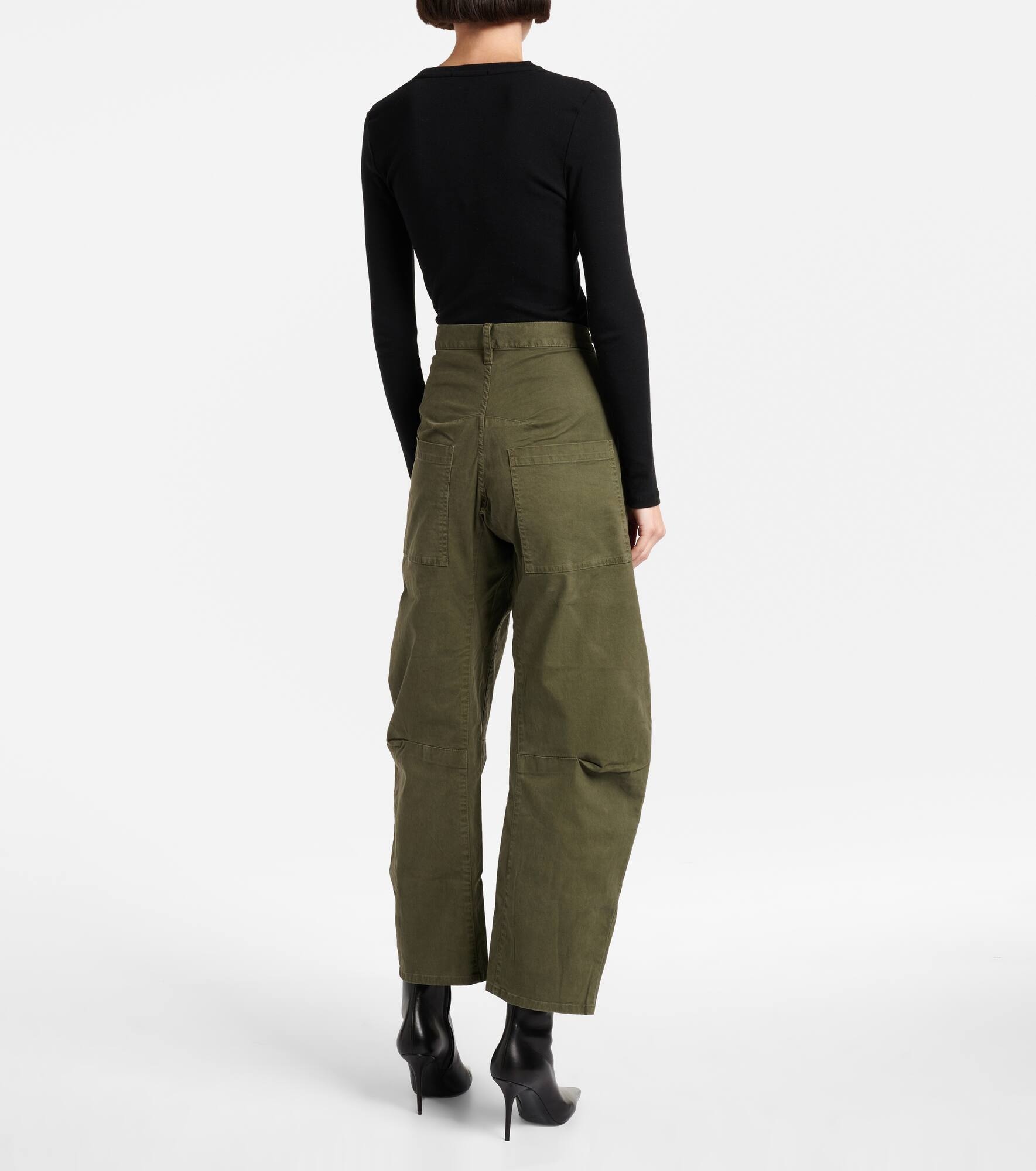 Shon cotton twill barrel-leg pants - 3