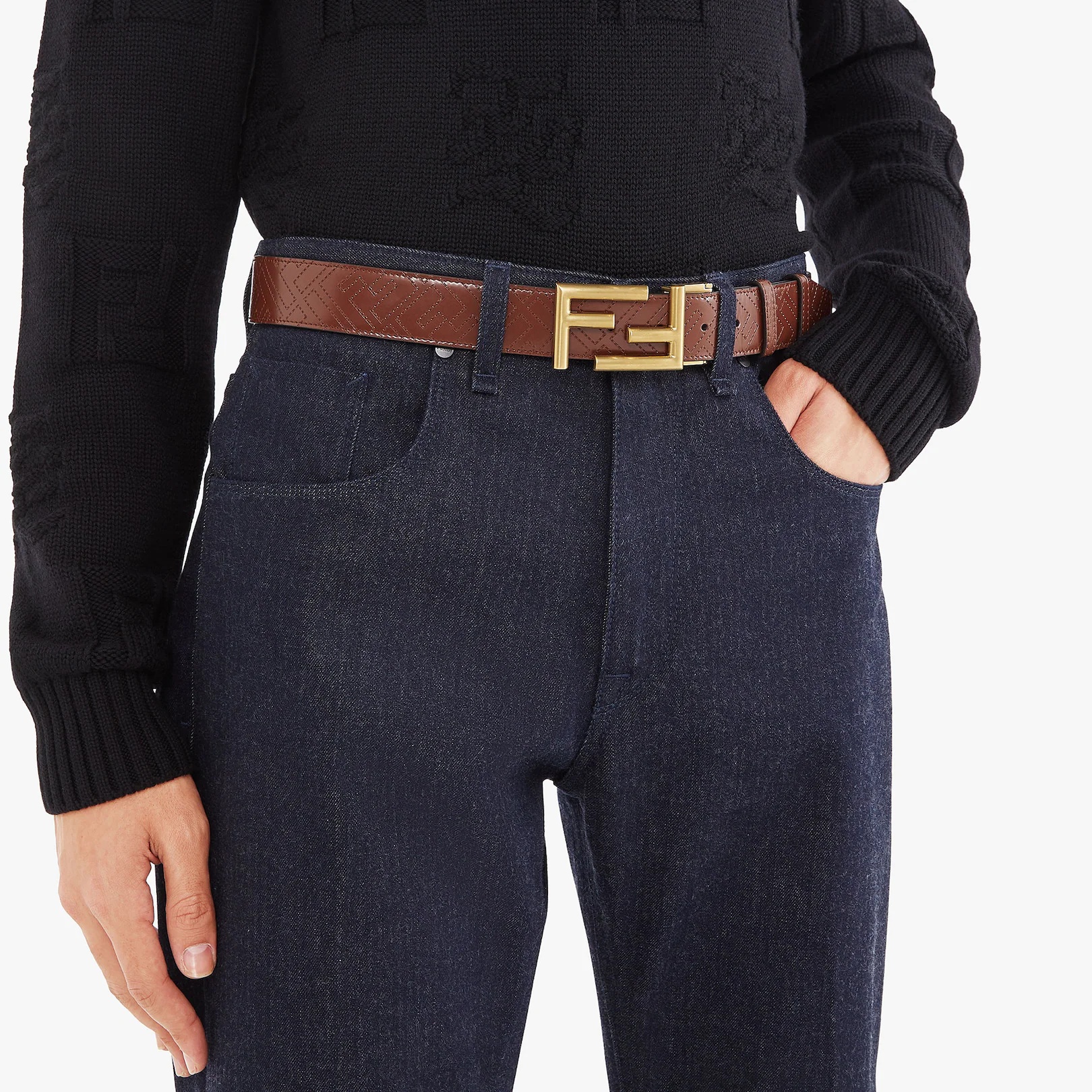 Brown leather belt - 3