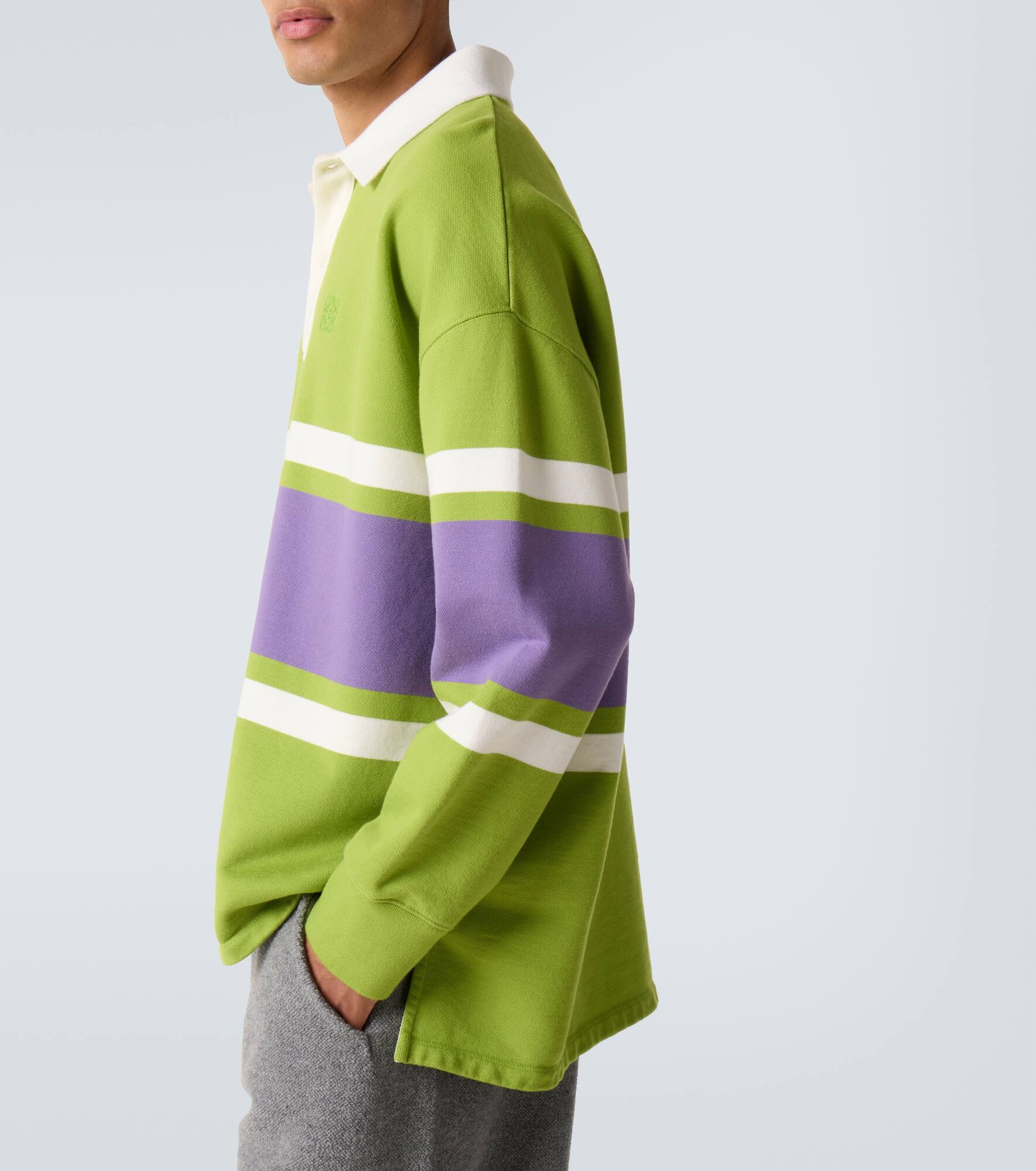 Striped cotton polo sweater - 5