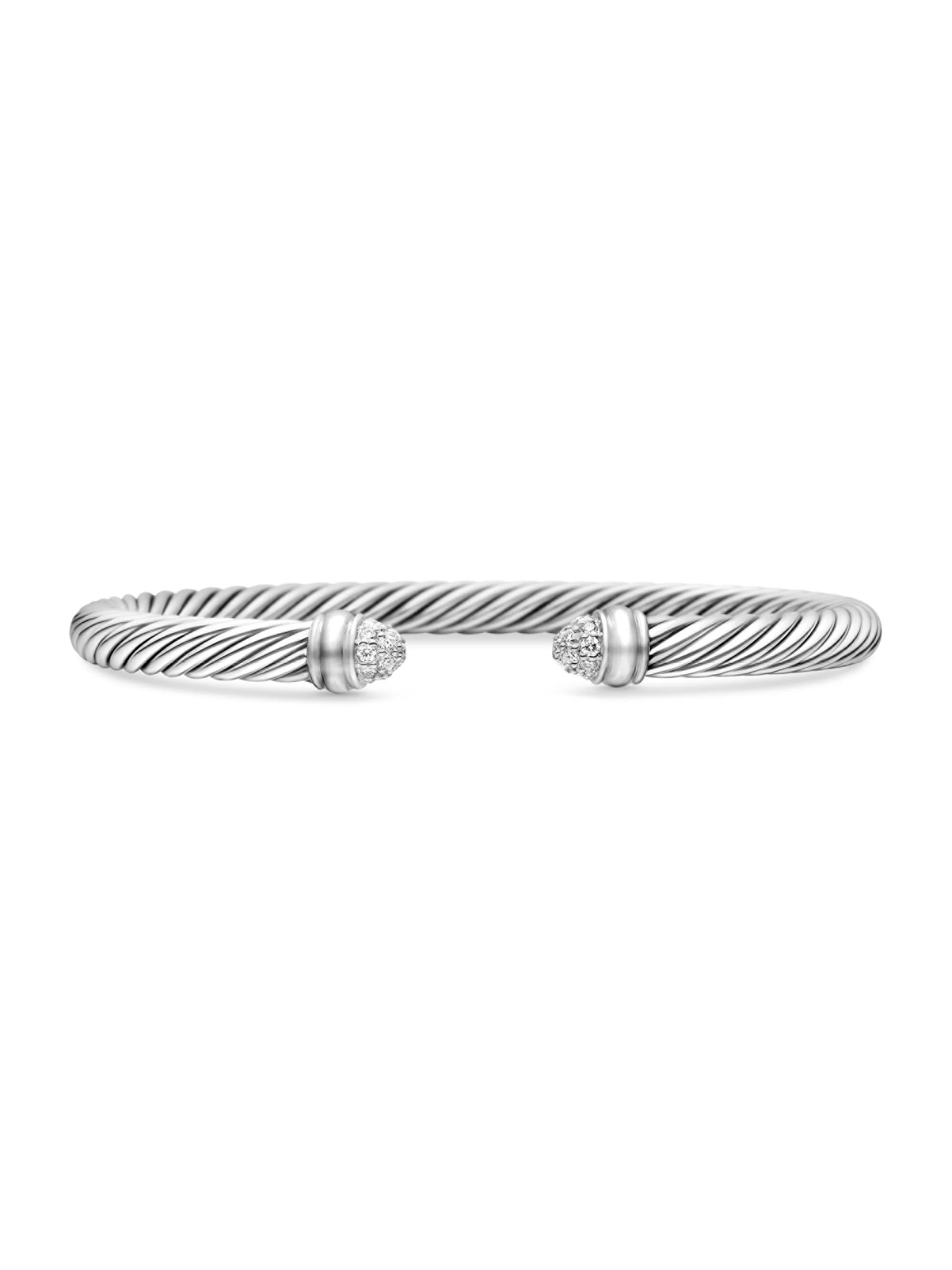 Women's Classic Cable Bracelet in Sterling Silver - Diamond - 1
