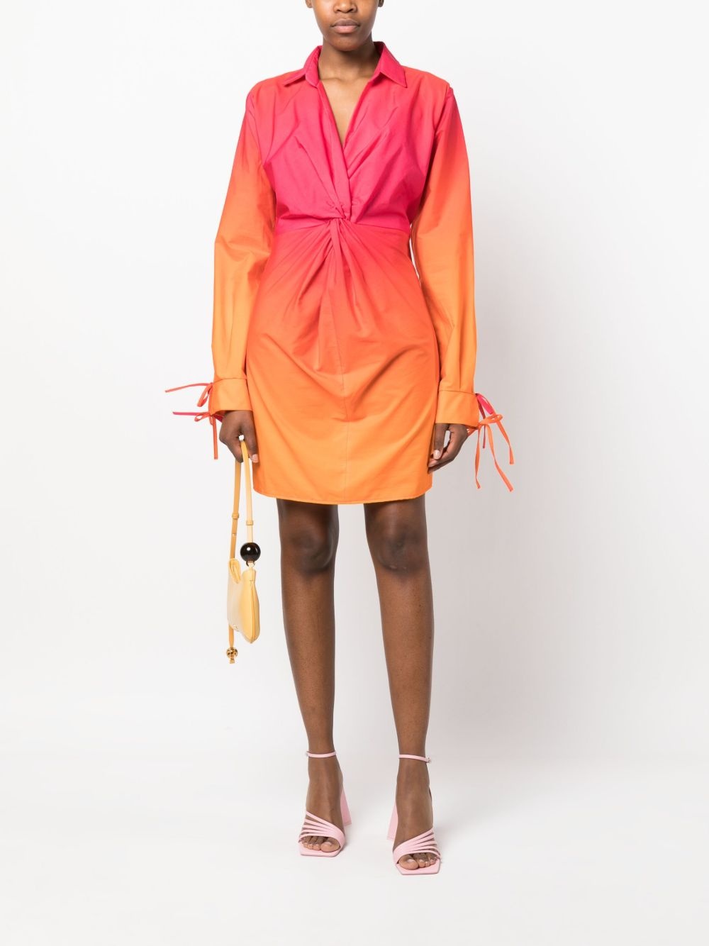 gradient-effect gathered-detail short dress - 2