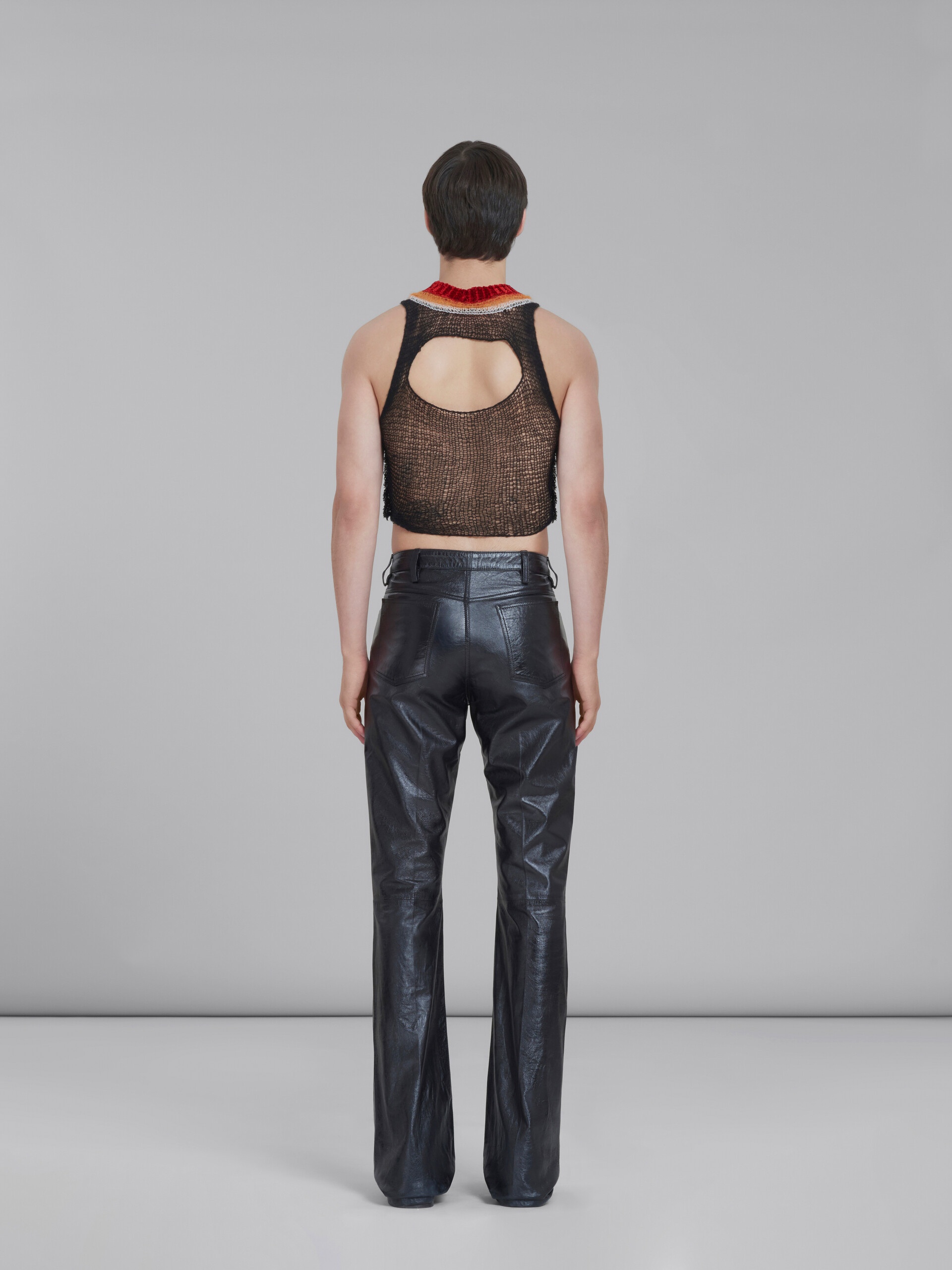 BLACK FLARED TROUSERS IN ULTRALIGHT NAPLAK LEATHER - 3