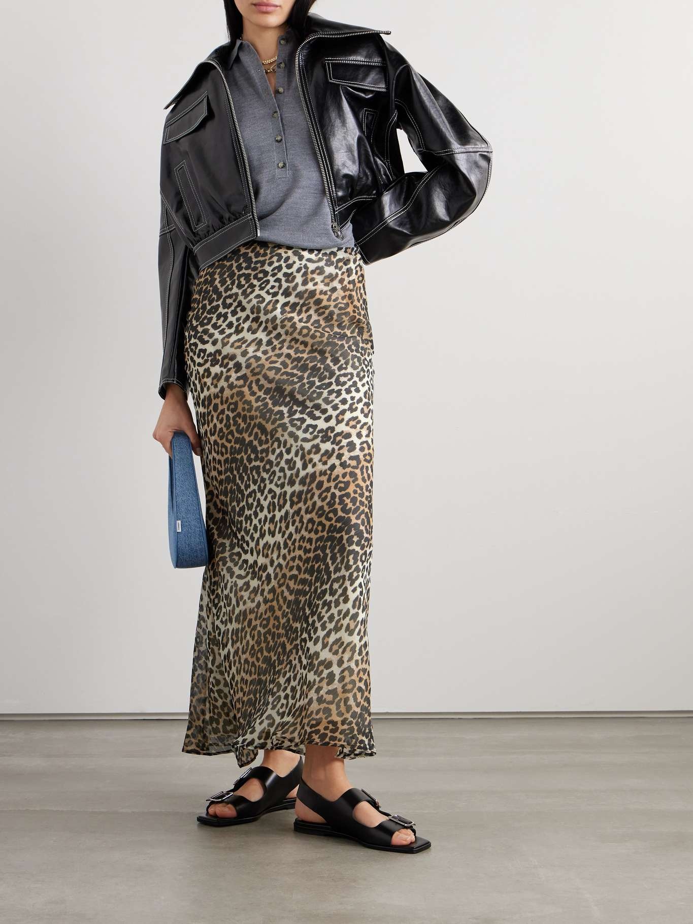 Leopard-print recycled-crepon maxi skirt - 2