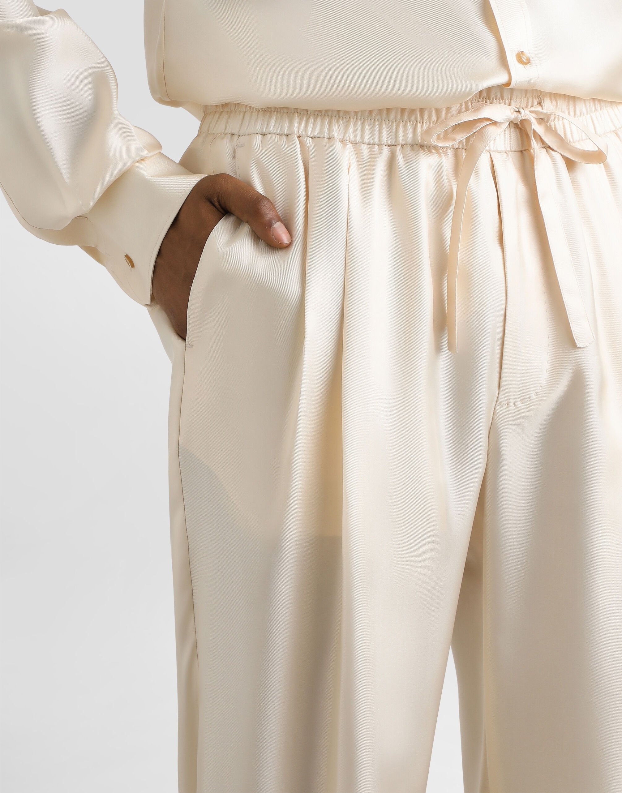Silk twill jogging trousers - 4