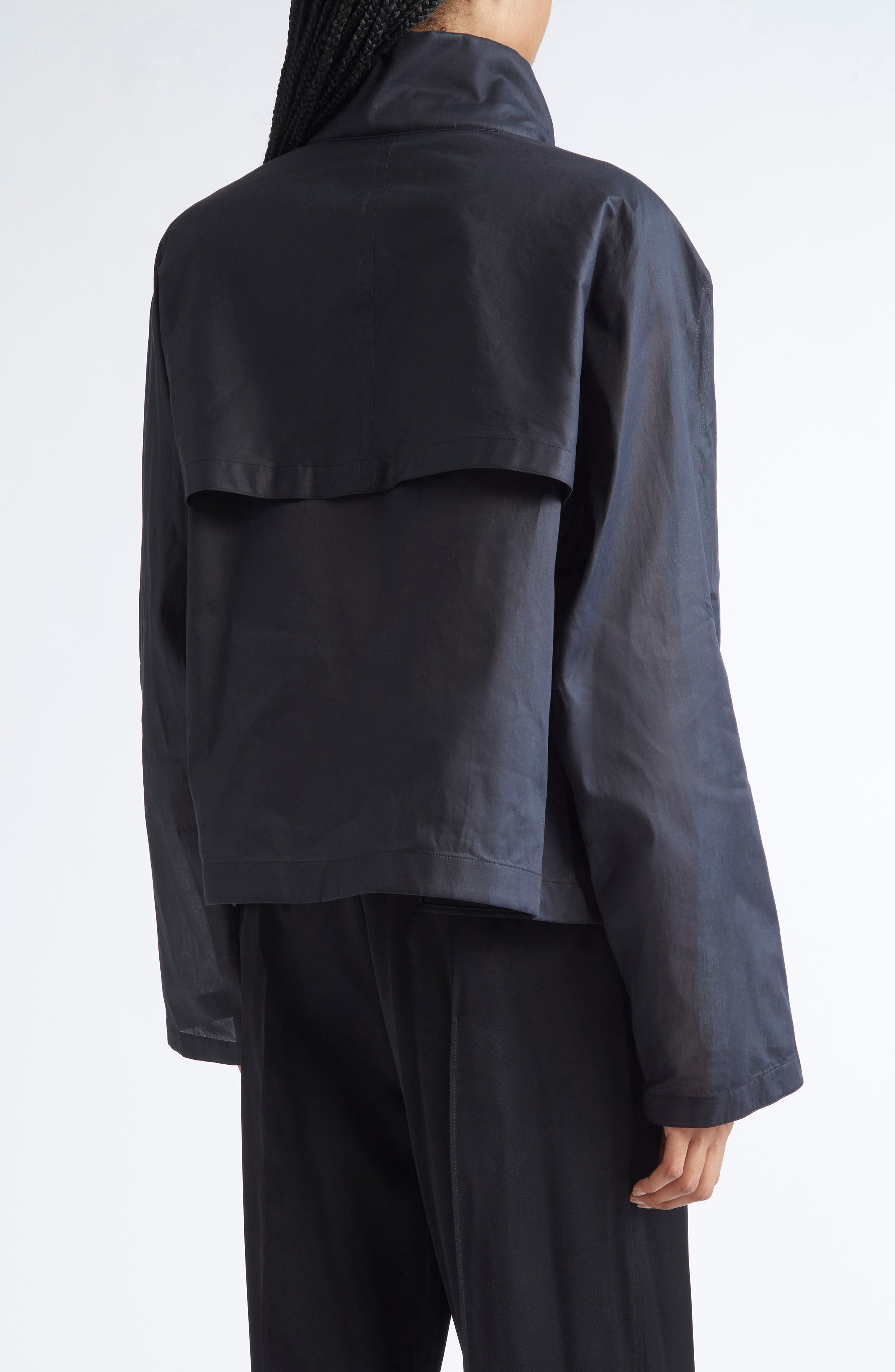Jil Sander Cotton Organdy Blouson Jacket in Black at Nordstrom - 3