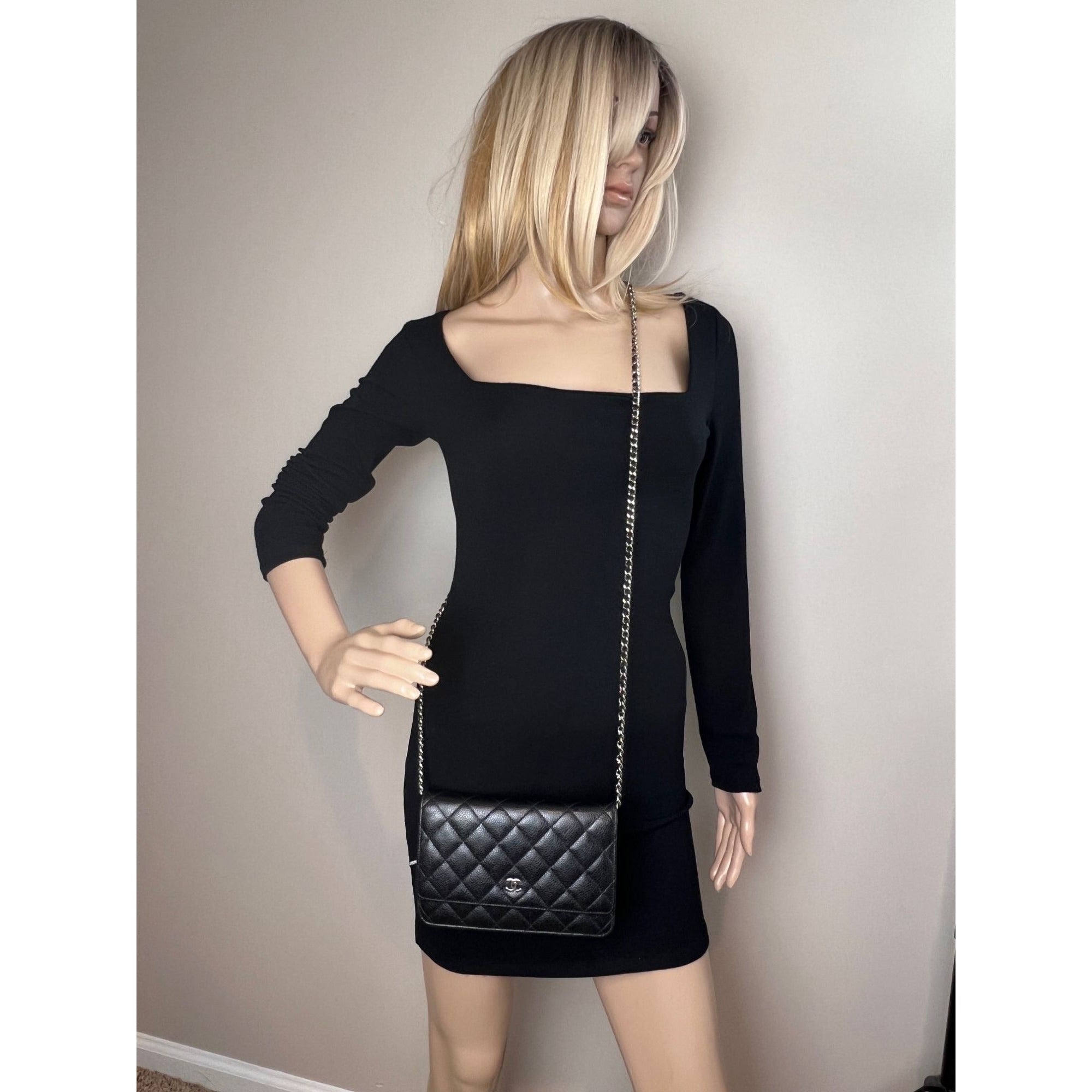 Chanel Quilted Caviar Calfskin Wallet on a Chain Clutch - 11