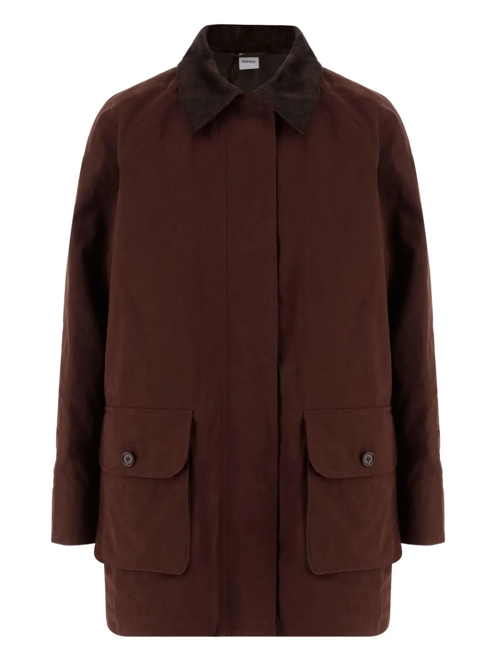 contrast-collar patch-pocket coat - 1