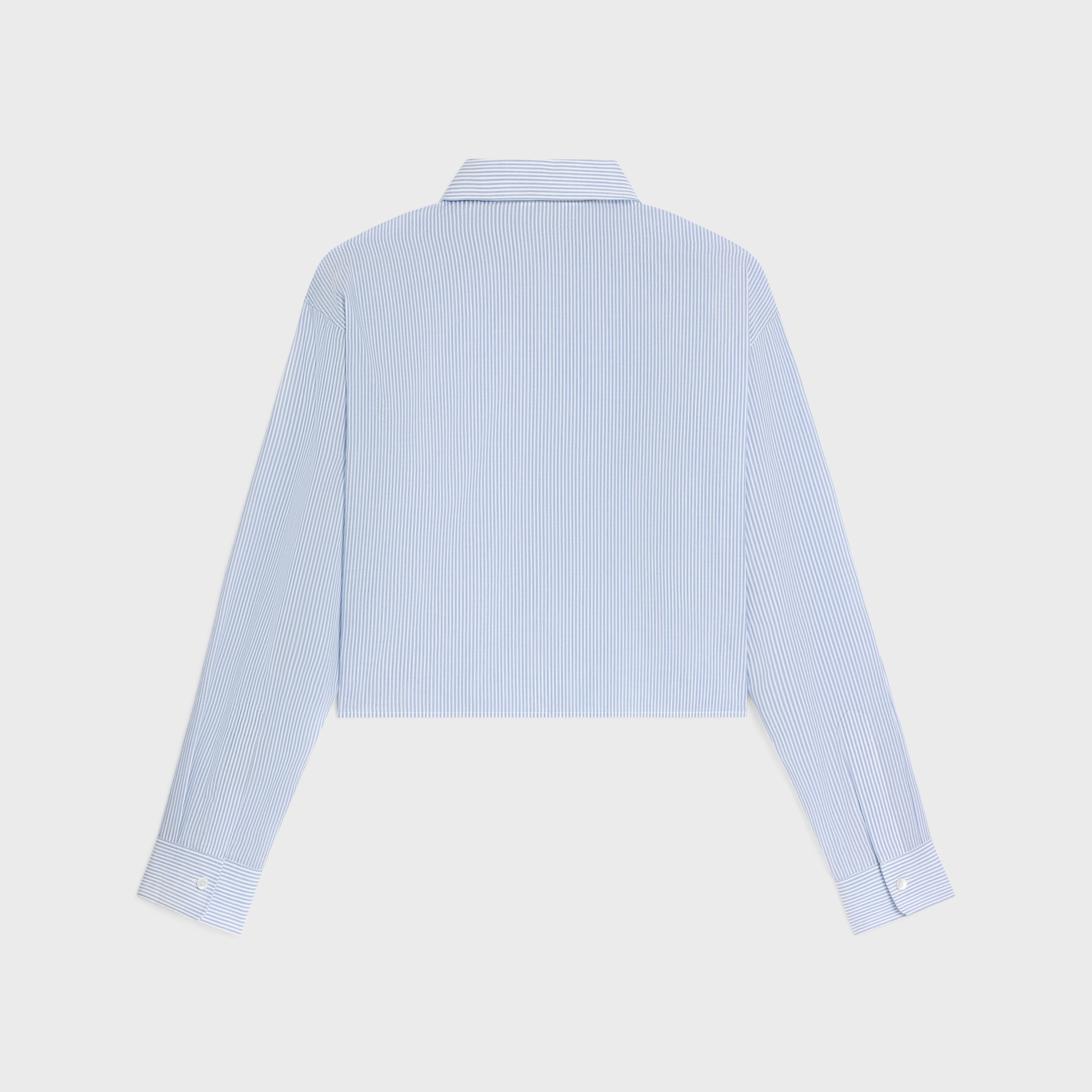 cropped shirt in striped cotton linen - 2