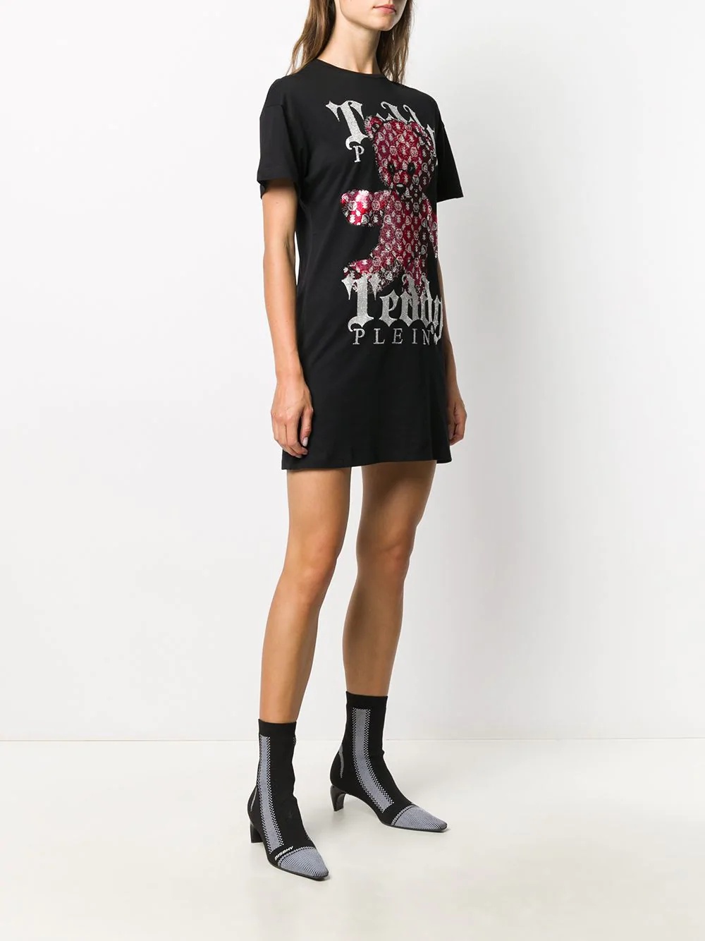 teddy bear print T-shirt dress - 3