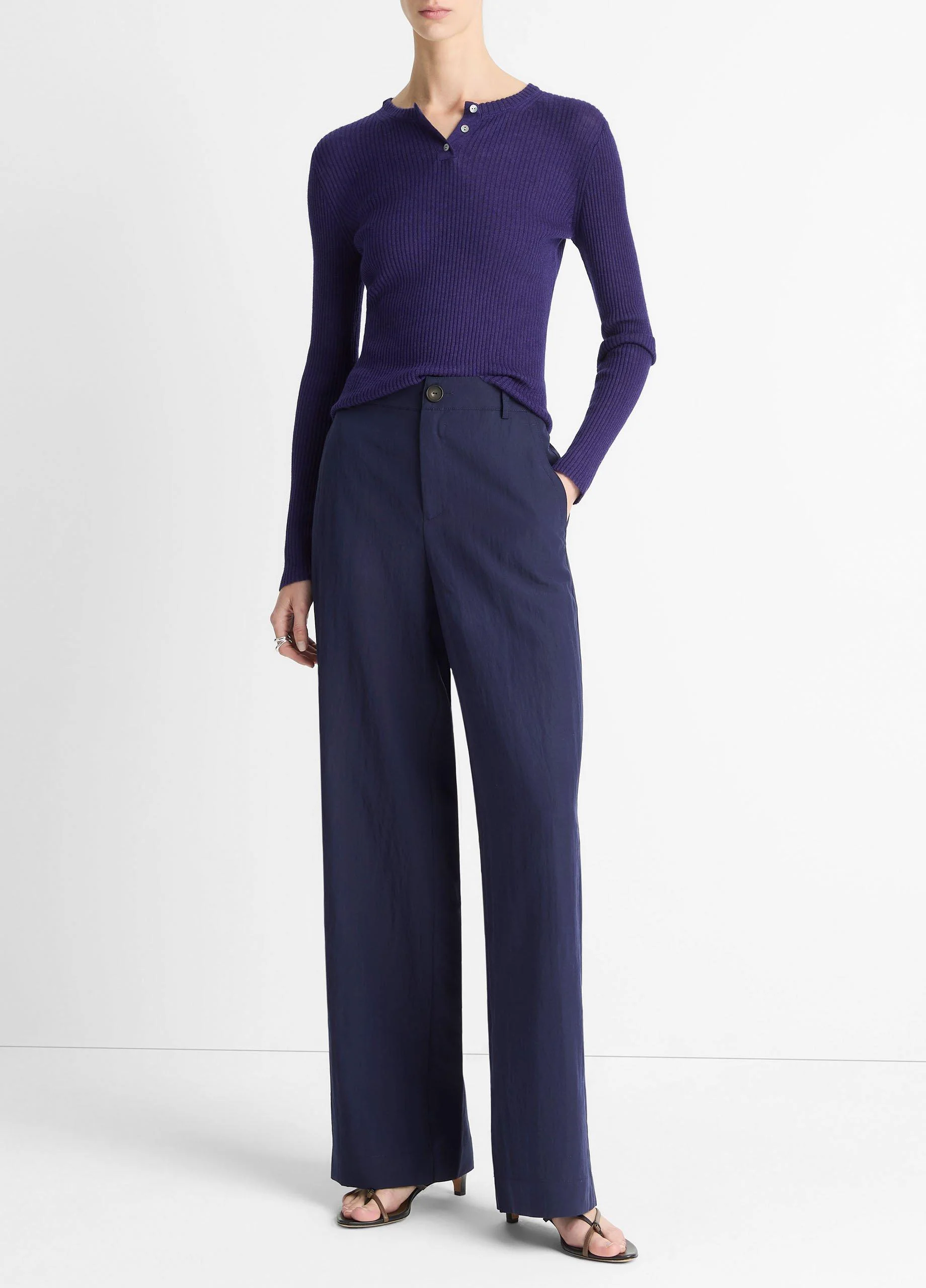 Textured Relaxed Wide-Leg Pant - 1
