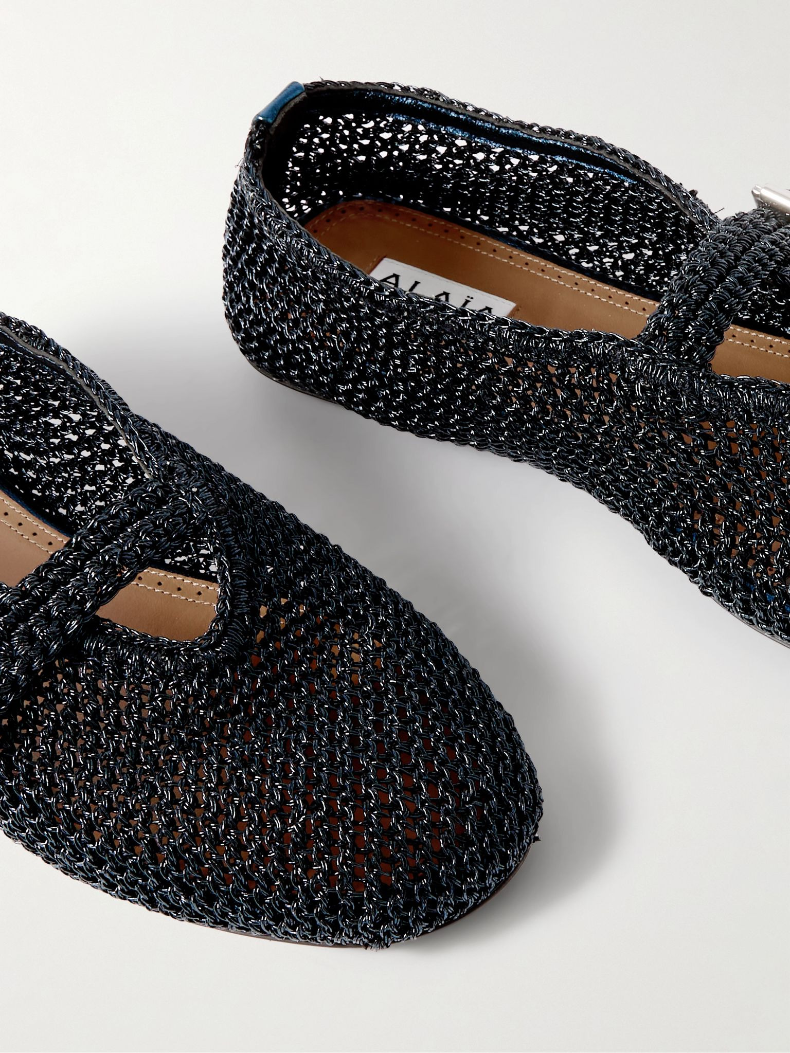 Metallic crocheted ballet flats Navy - 4