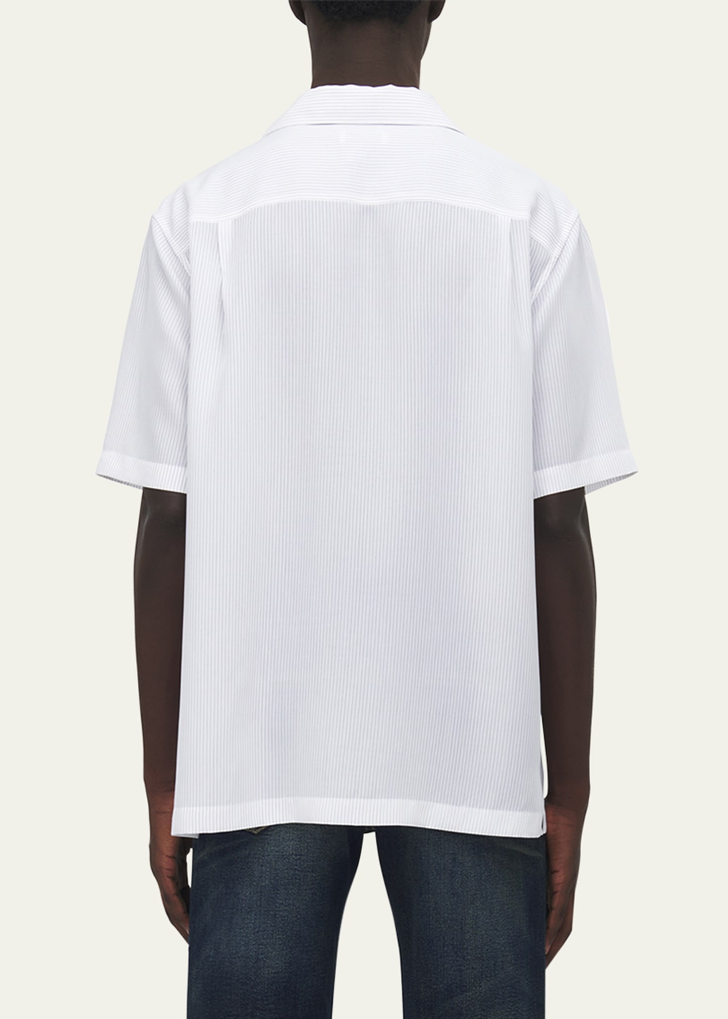 Men's Pinstripe Short-Sleeve Logo Pocket Camp Shirt - 3