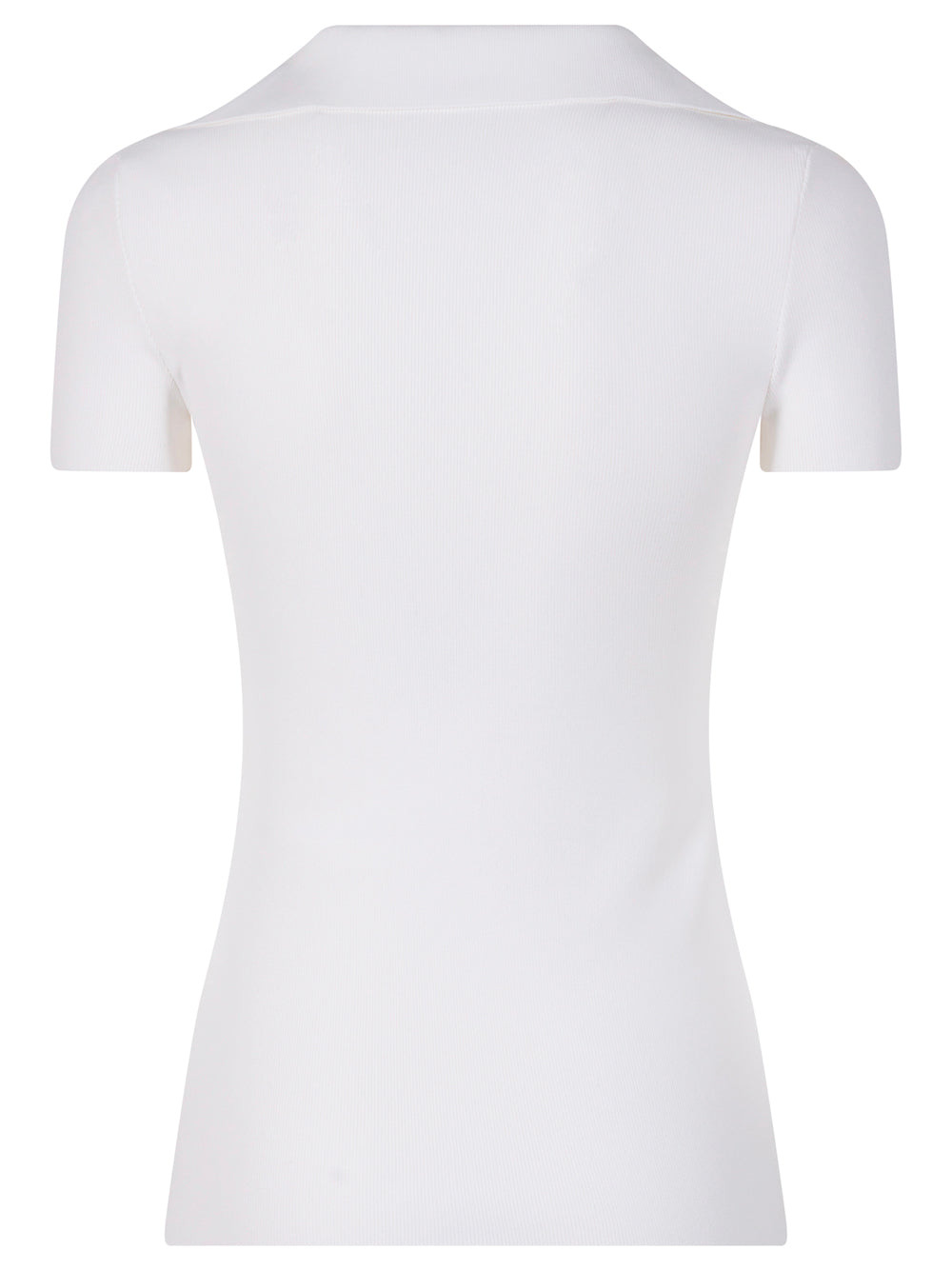Ribbed V-Neck Short-Sleeved Polo Shirt - 2