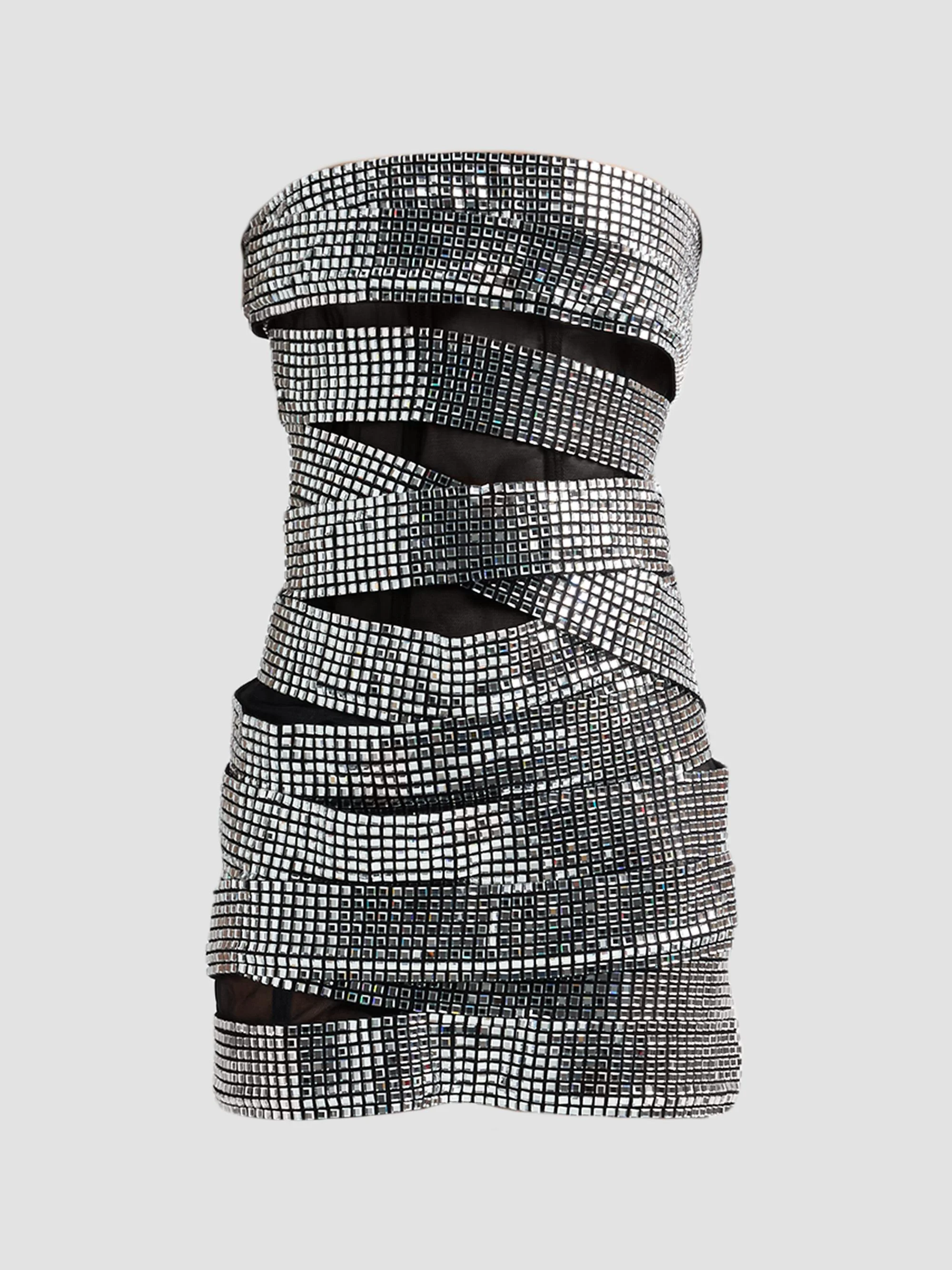 Women's Disco Ball Mini Dress - Black - 1