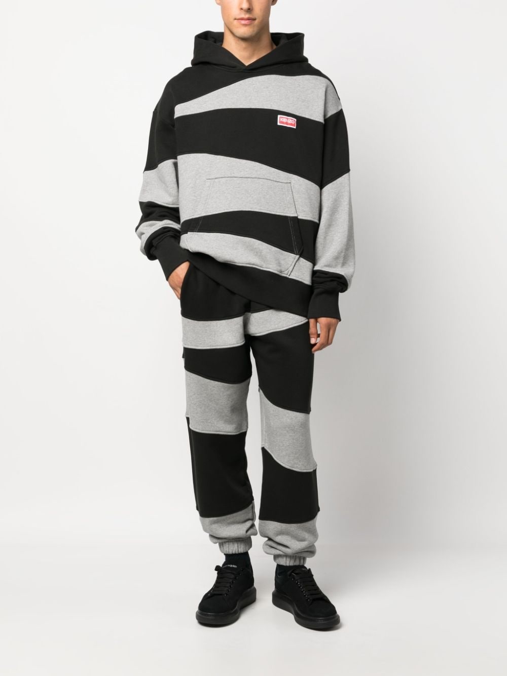 panelled cotton hoodie - 2
