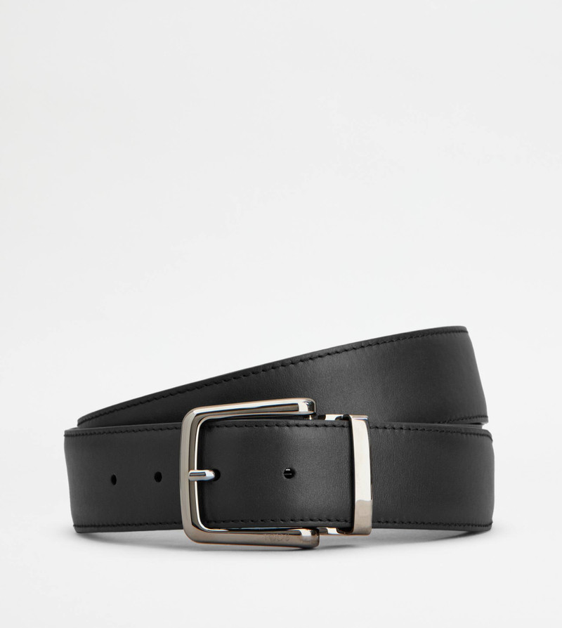 ADJUSTABLE AND REVERSIBLE BELT IN LEATHER - BLACK 1