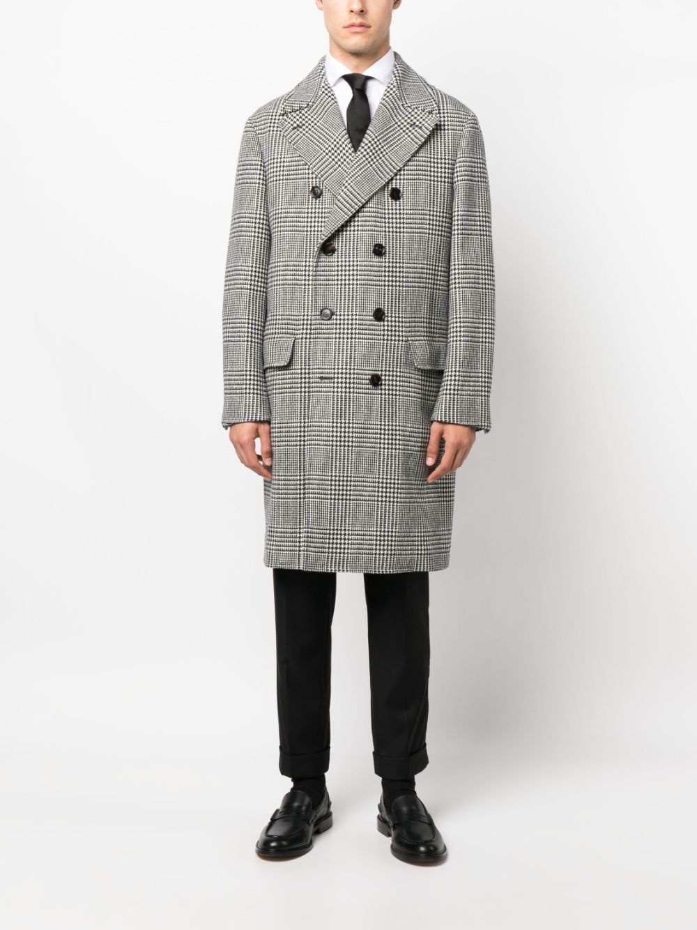 double-breasted checked coat - 2