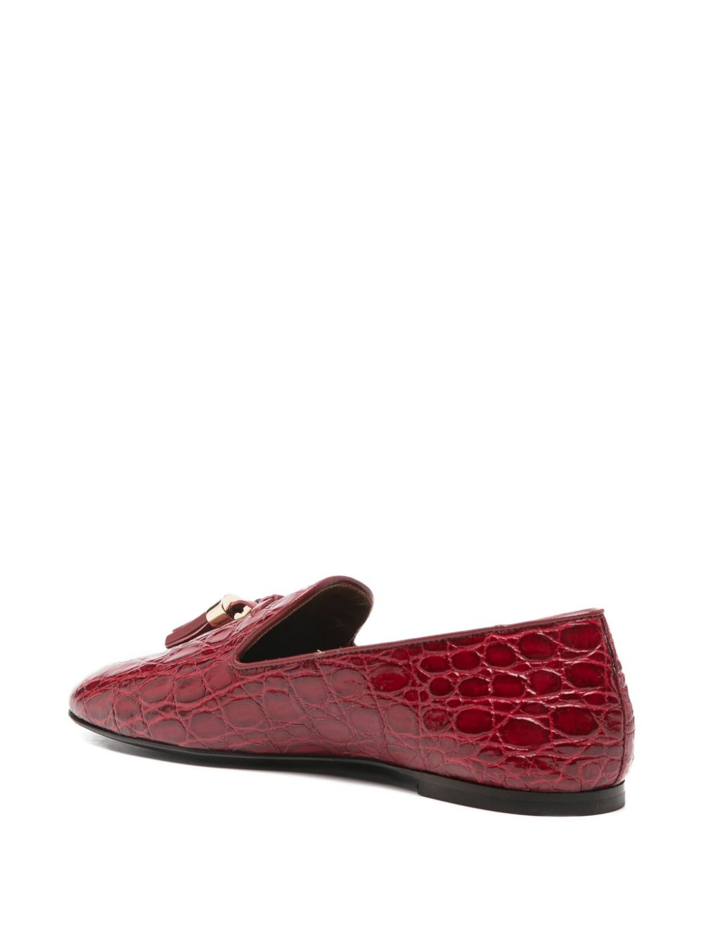 crocodile-embossed tassel loafers - 3