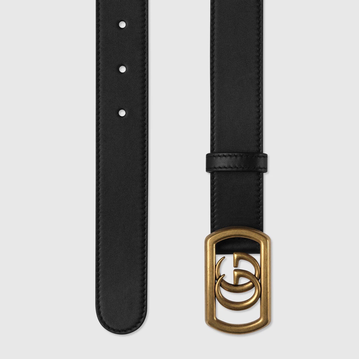 Thin belt with framed Double G buckle - 2