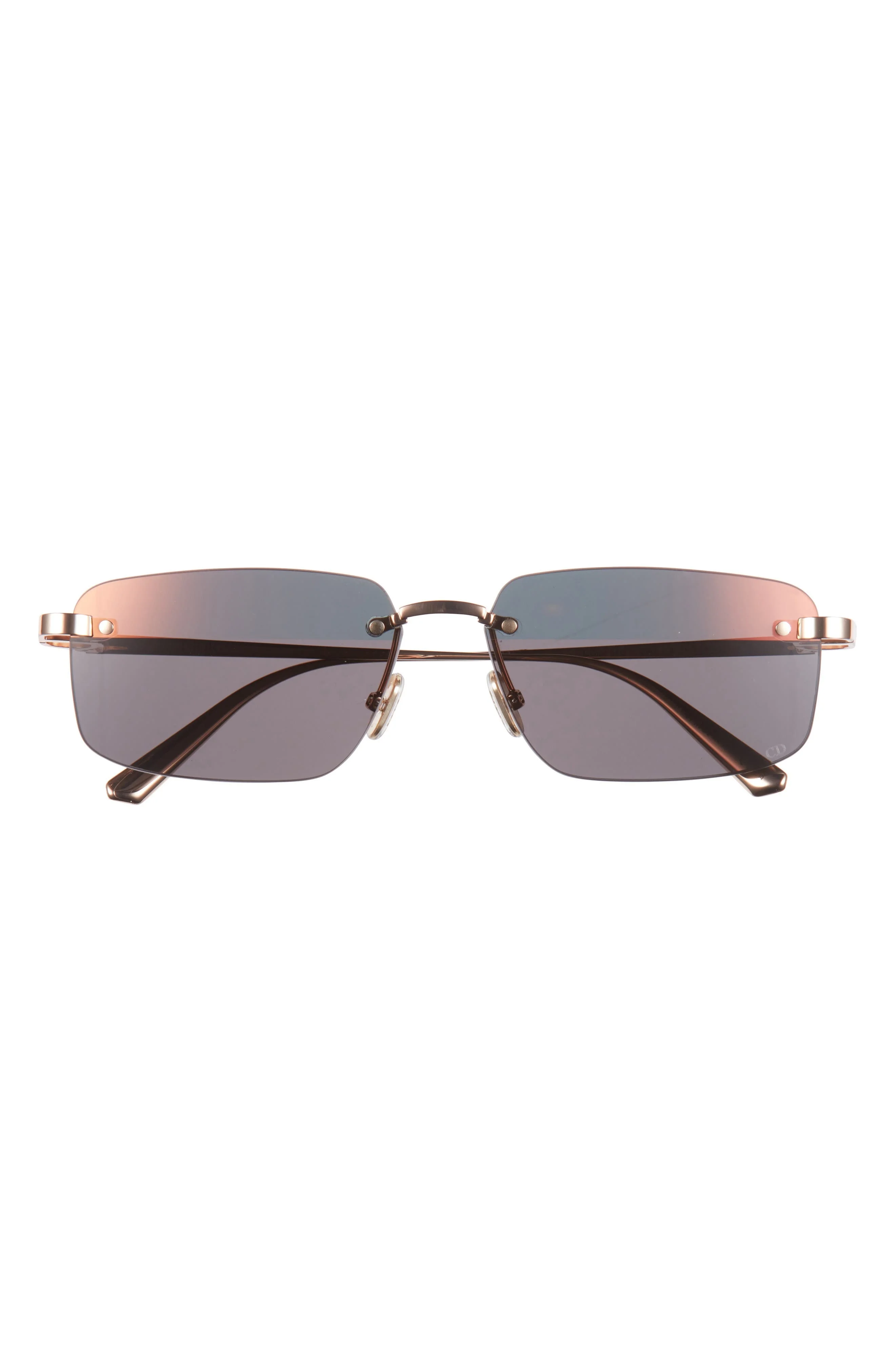 Cdior S4U Rectangular Sunglasses in Matte Rose Gold /Smoke at Nordstrom - 1