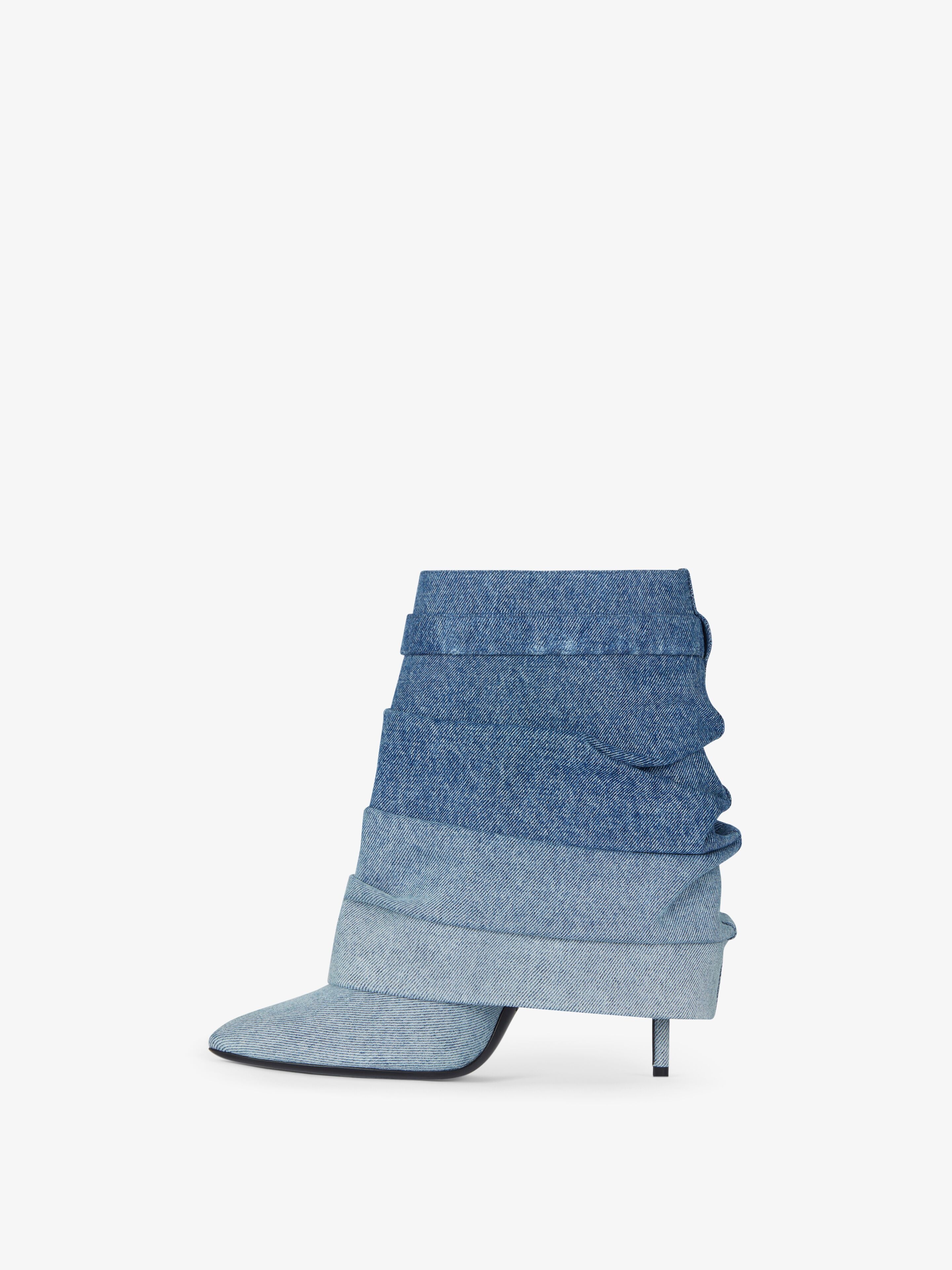 SHARK LOCK STILETTO ANKLE BOOTS IN GRADIENT DENIM - 5