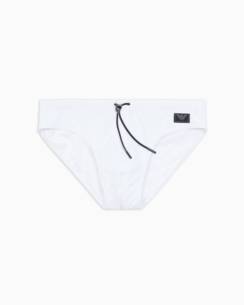 SATIN LABEL PIQUÉ SWIM BRIEFS 1