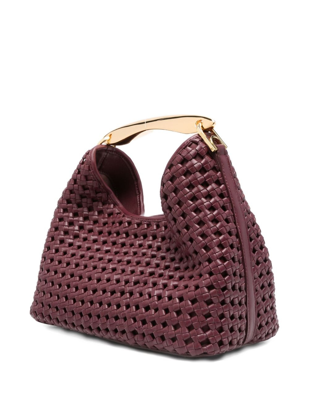Boomerang woven leather top-handle tote bag - 3