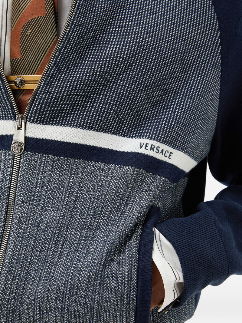 embroidered jacquard cotton knit zip sweatshirt 5