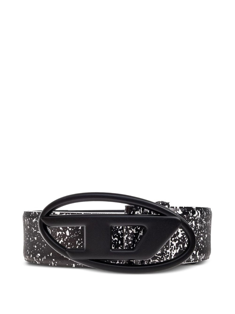 oval logo speckled leather belt 1