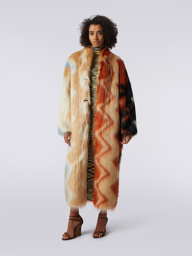 Missoni Long coat in faux fur with zigzag outlook