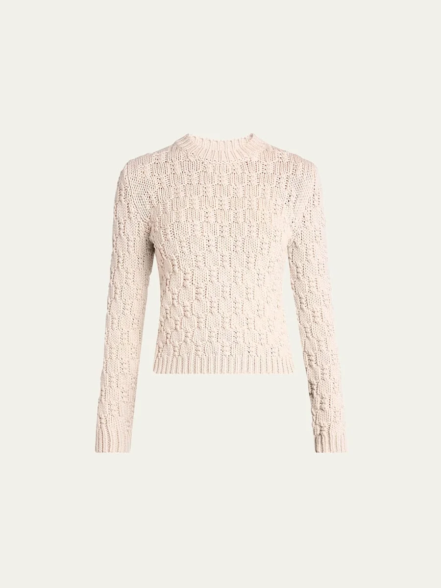 Crewneck Cable-Knit Sweater - 1