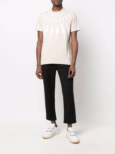 Neil Barrett logo-patch cropped kick-flare trousers outlook