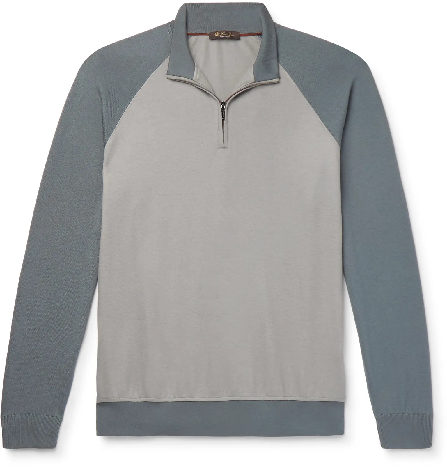 Colour-Block Virgin Wool and Cashmere Half-Zip Sweatshirt - 1