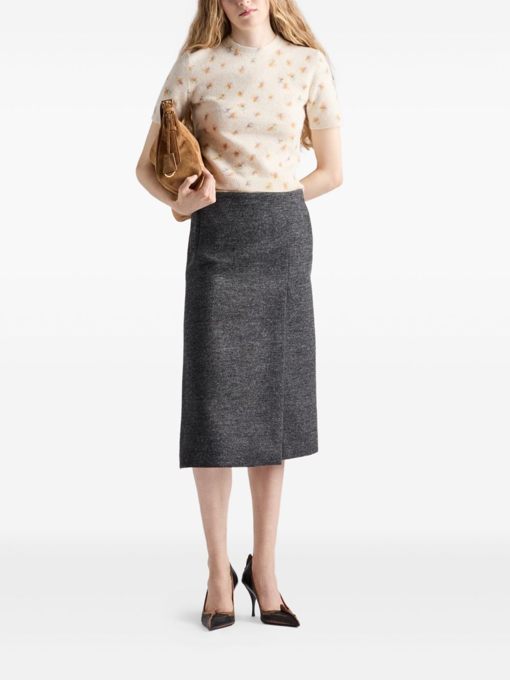 floral-pattern wool T-shirt - 2