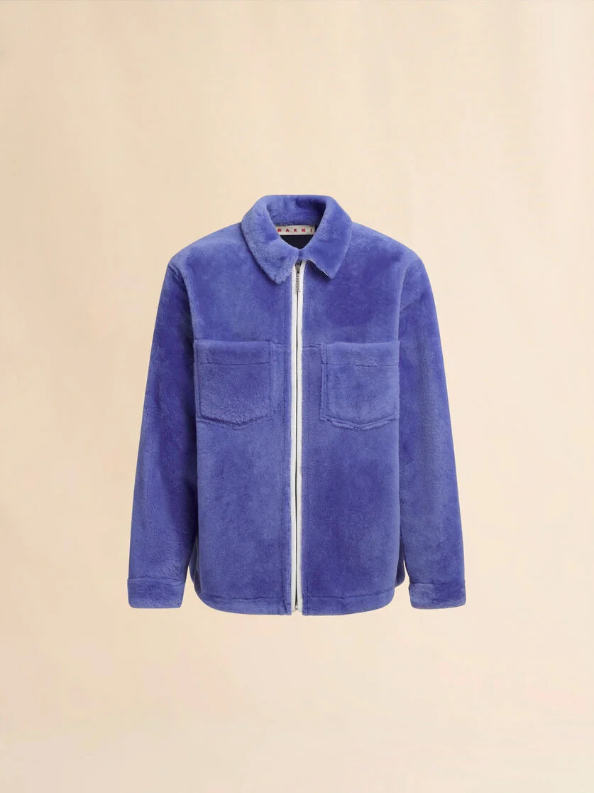 LIGHT BLUE SHAVED SHEARLING JACKET - 1