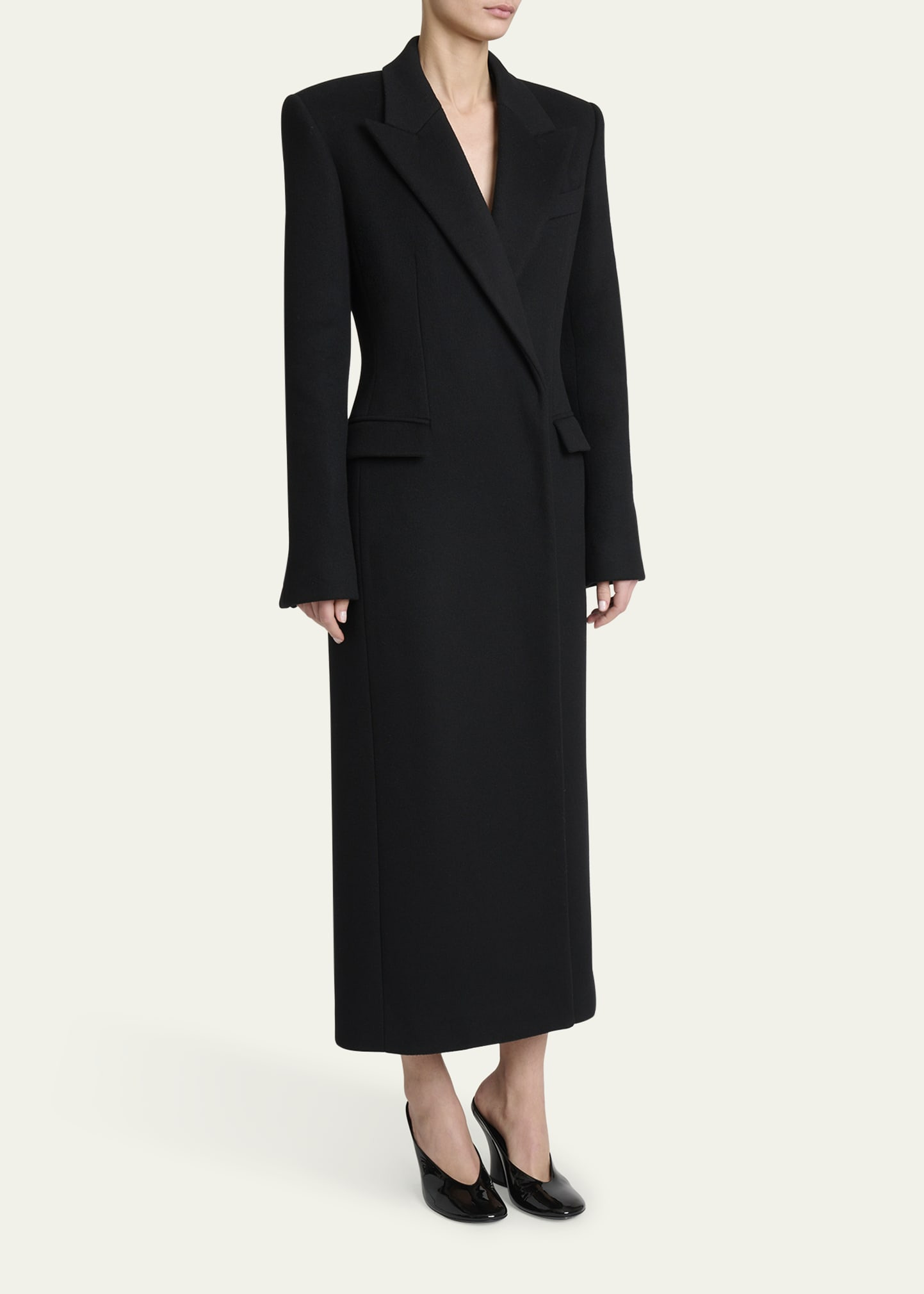 Wool Double-Breasted Cinched Coat - 4