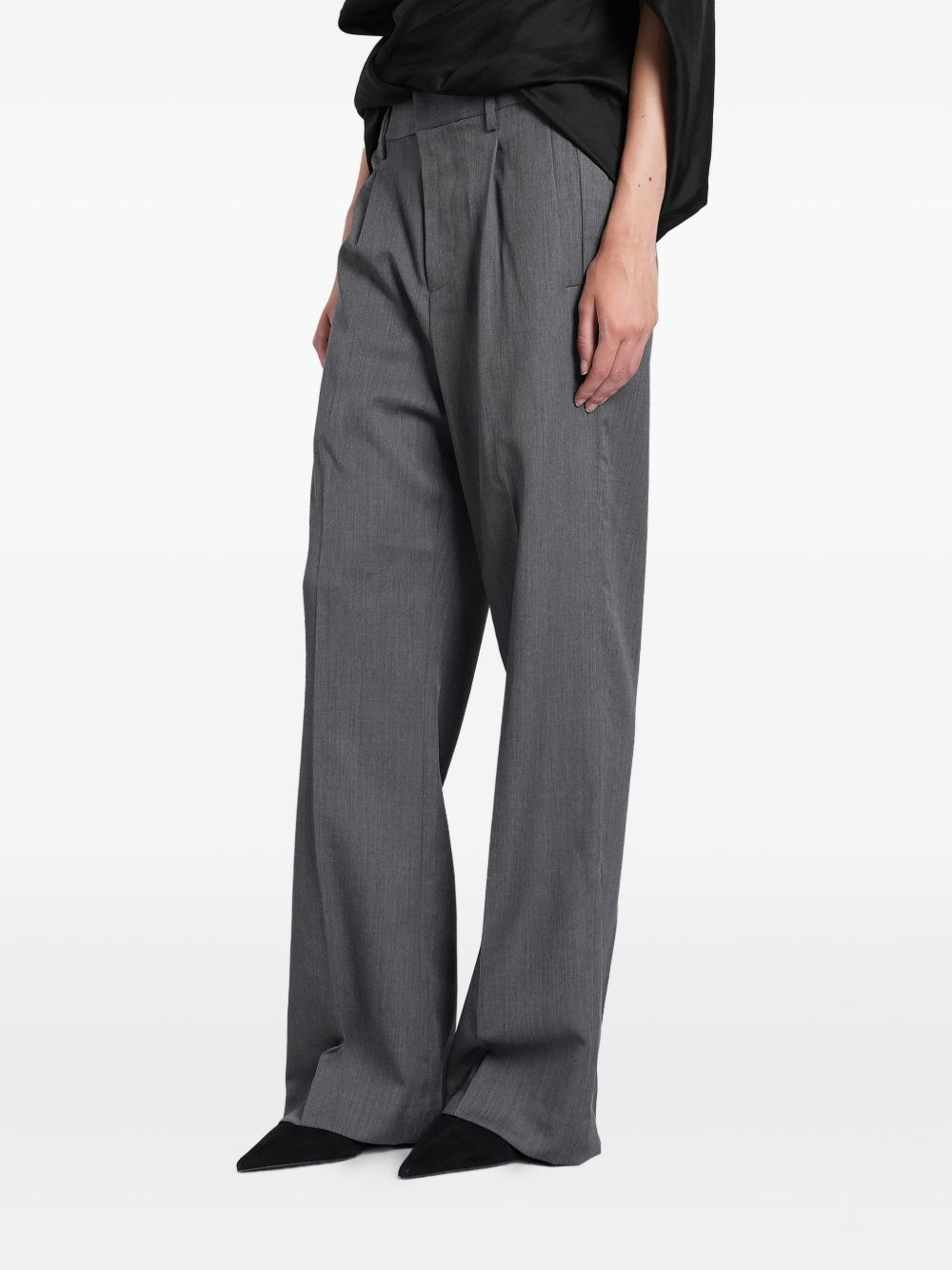 pleated wide-leg trousers - 3