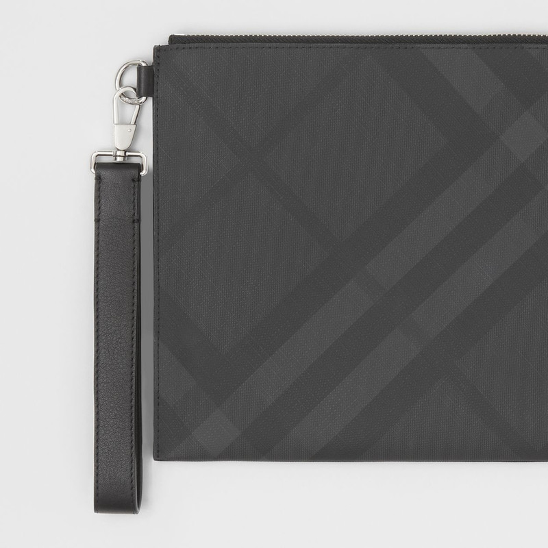 Burberry London Check and Leather Zip Pouch outlook