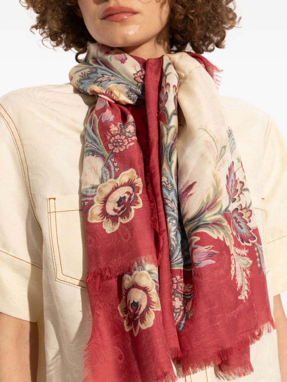 floral-print scarf - 4