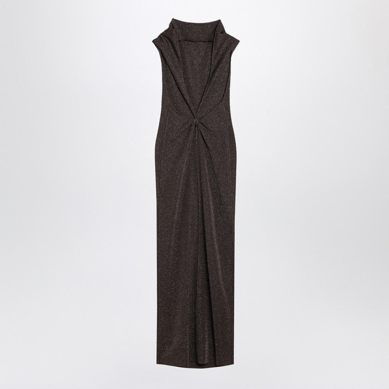 Max Mara Max Mara Pianoforte Brown Dress In Viscose And Lurex Yarn Women outlook
