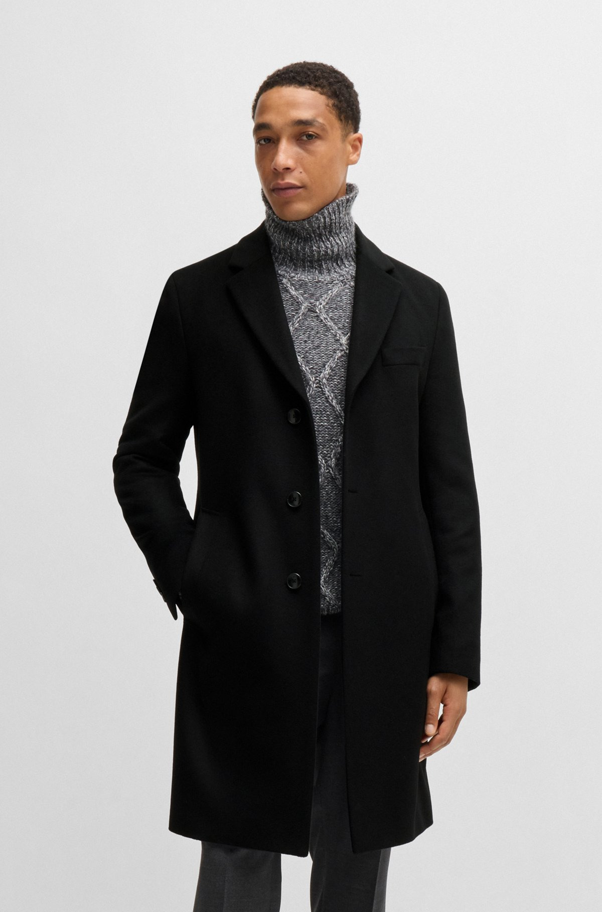 SLIM-FIT COAT IN WOOL AND CASHMERE - 2