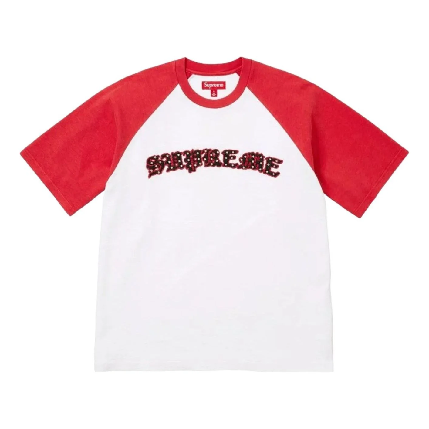 Supreme SS26 Rhinestone Raglan S/S T-Shirt 'White' SUP-SS26-135-WHT - 1