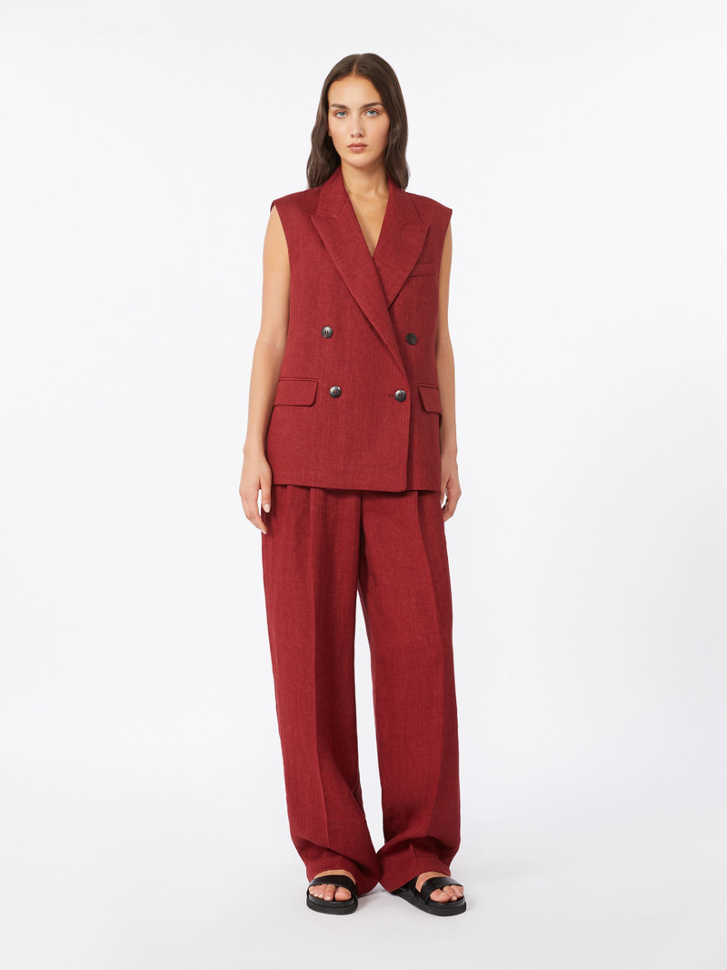 Max Mara AIA Linen twill gilet - BRICK RED outlook