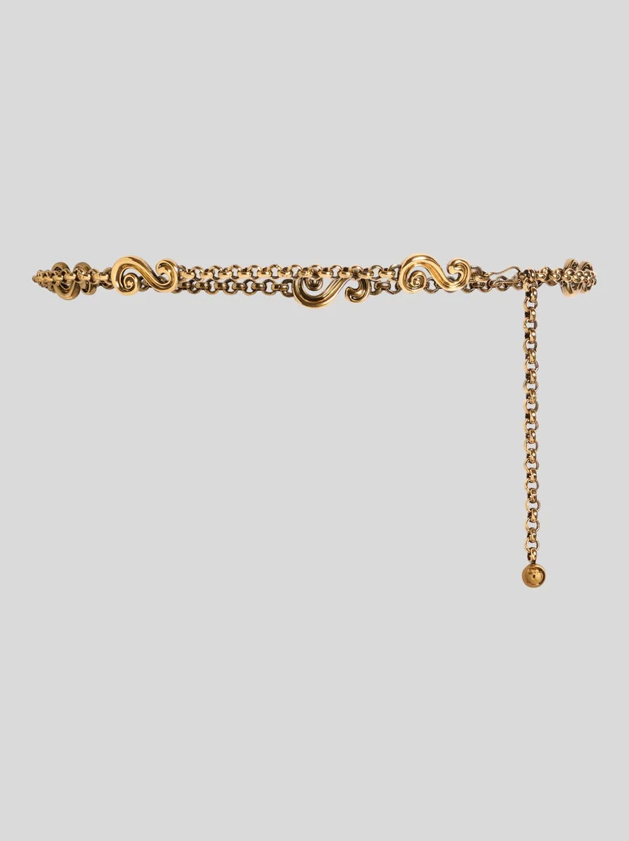 CHAIN BELT WITH PAISLEY APPLIQUÉS - 1