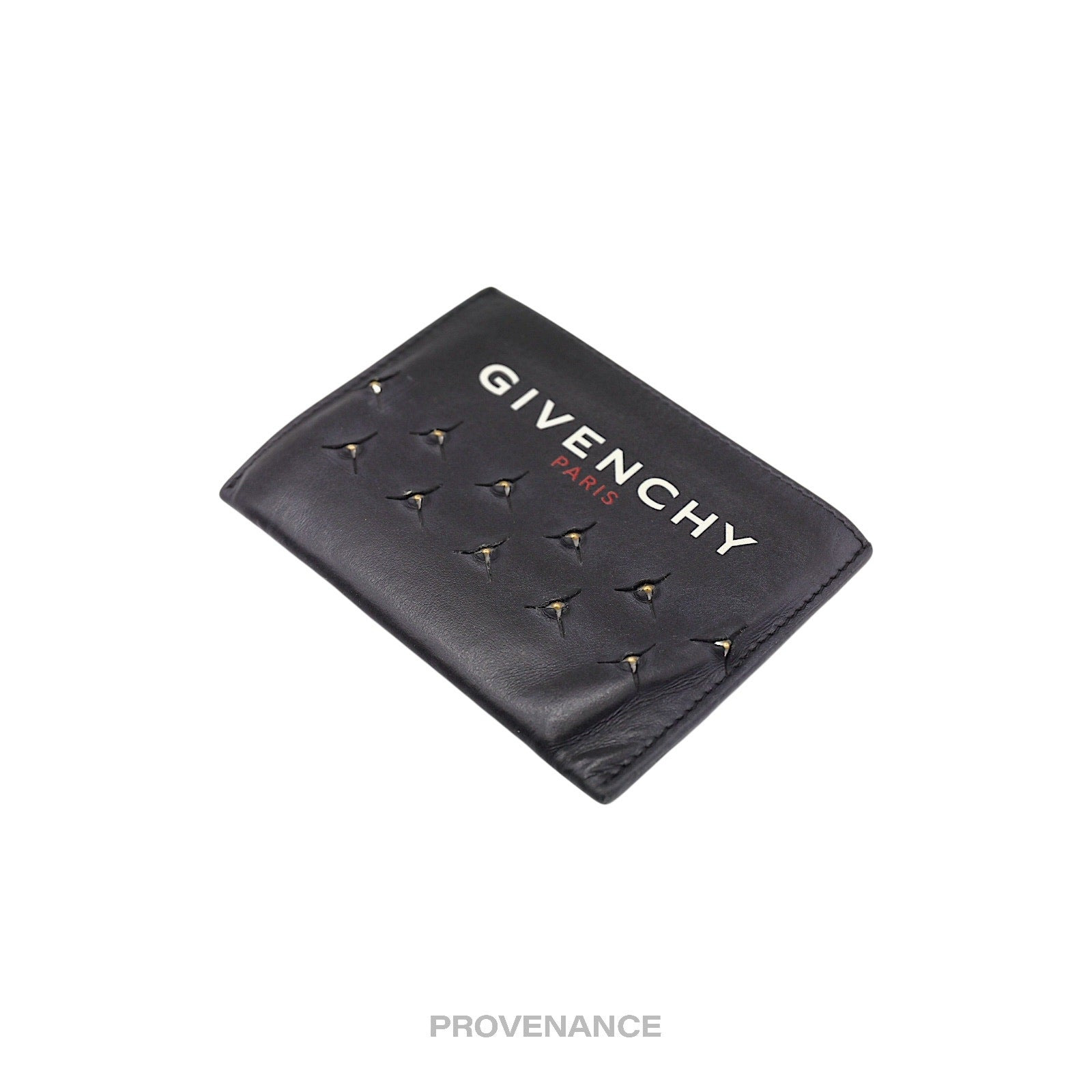 Givenchy Logo Card Wallet - Black Leather Metal Studs - 3
