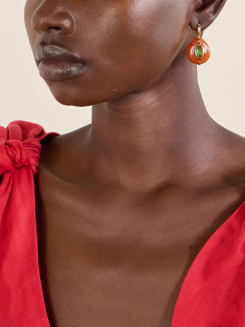 ROXANNE ASSOULIN The Stone Pebble Gold-tone Carnelian And Crystal Earrings outlook