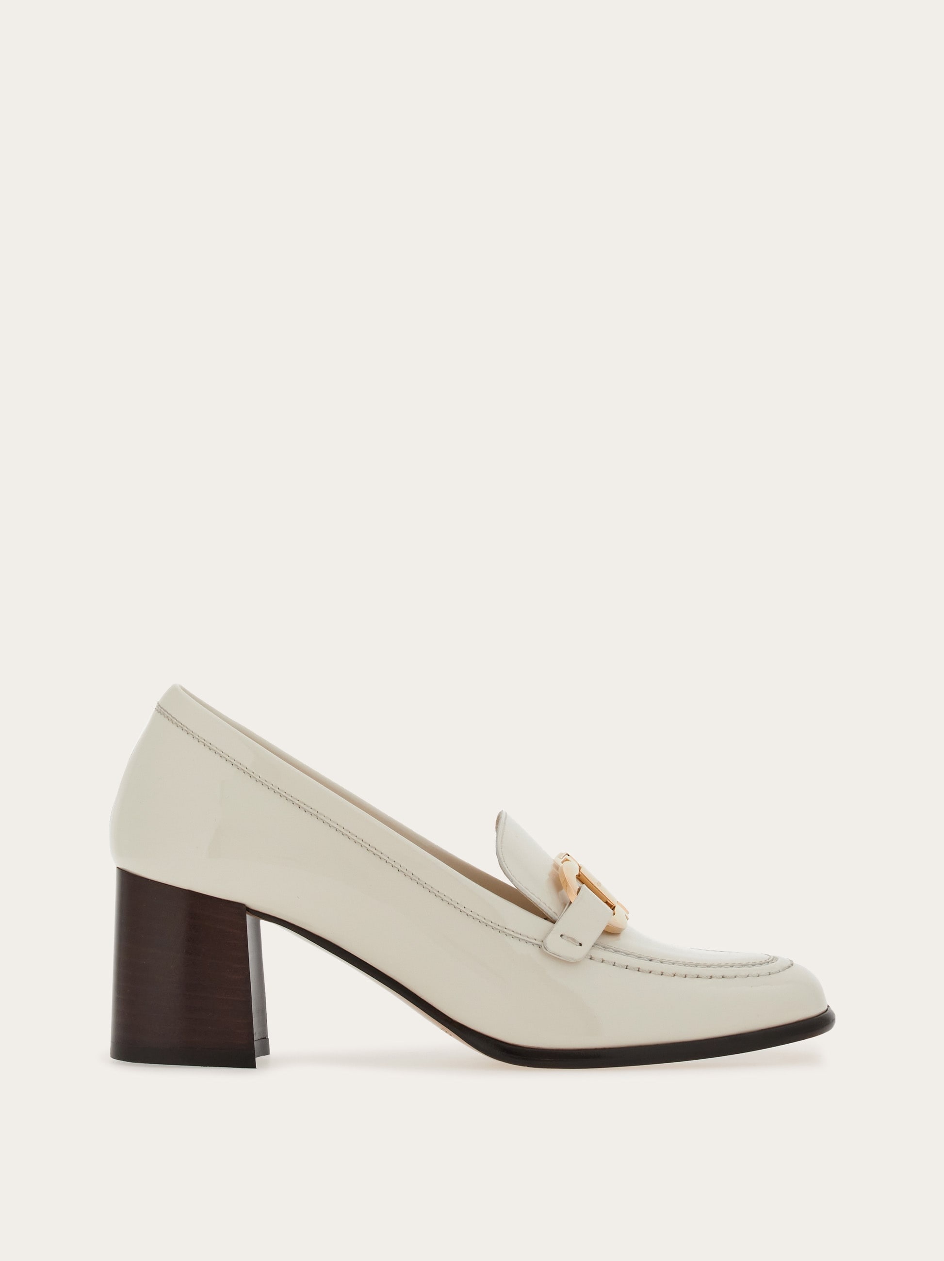 Heeled loafer with Gancini ornament - 1
