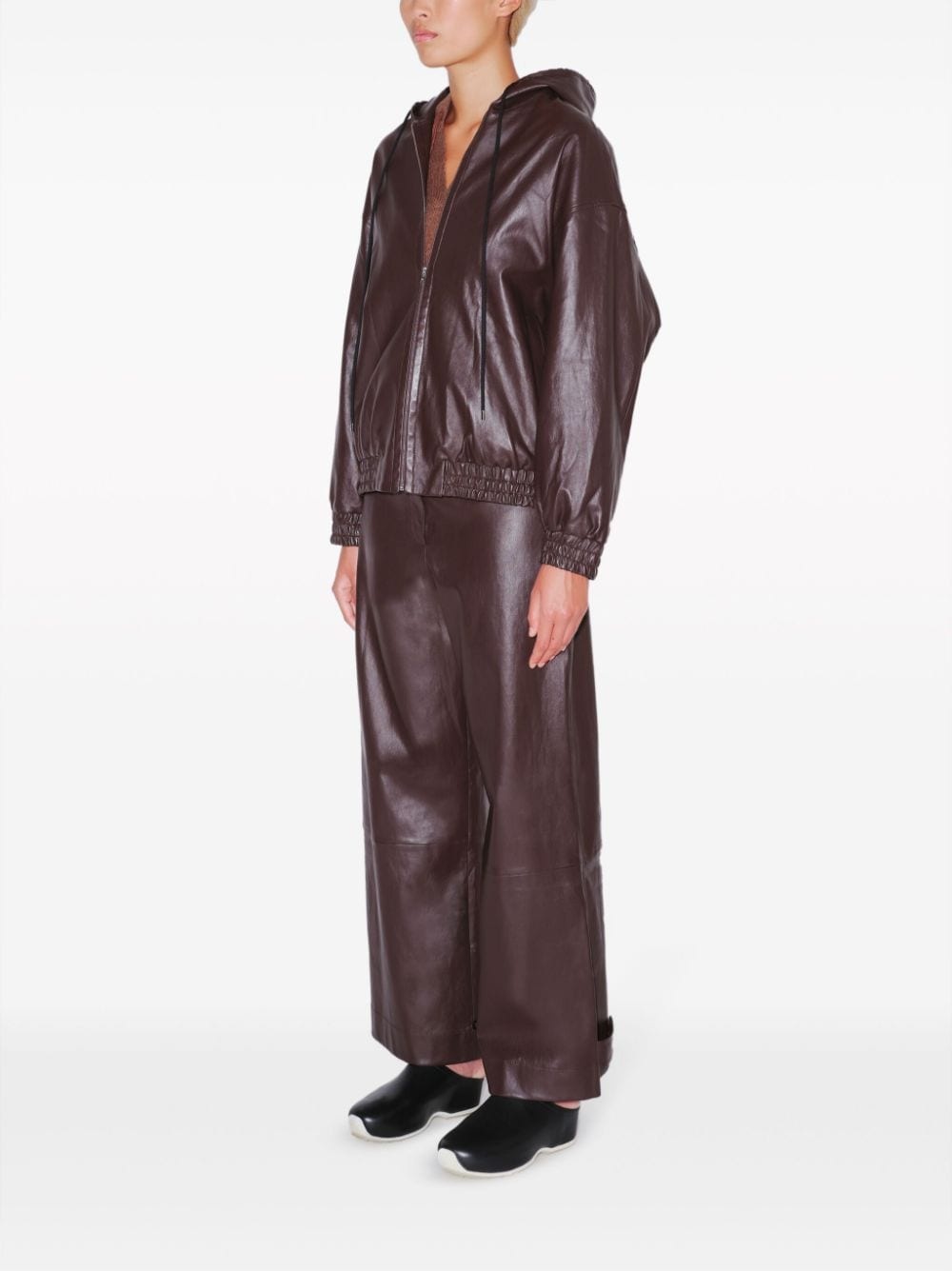 Plonge leather hooded jacket - 3